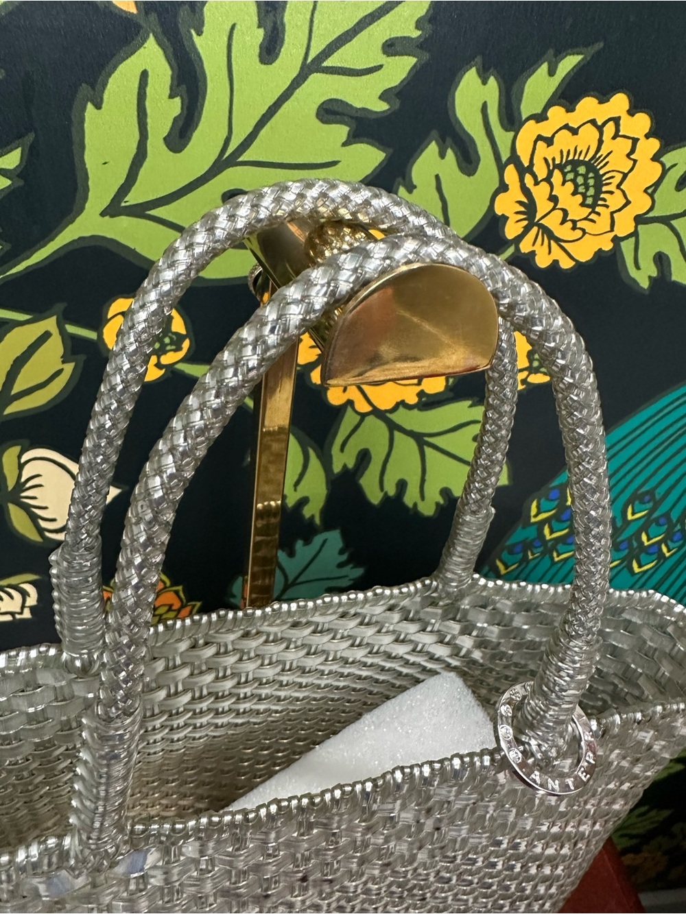 Anteprima Silver Ribbon Wirebag Woven Tote - Picture 8 of 12